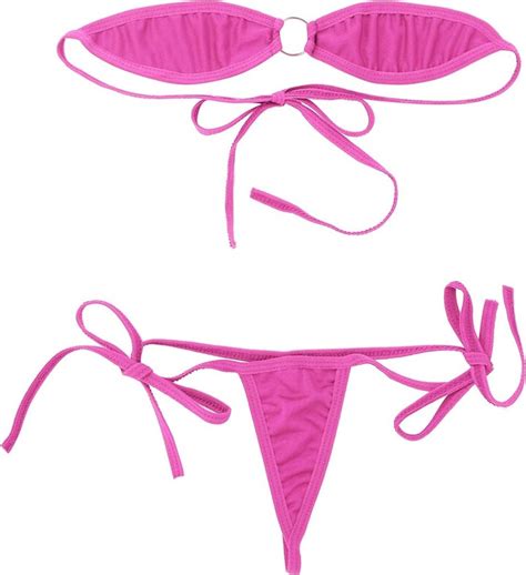 Freebily Women Minimal Cover Self Tie Mini Micro Bikini Set Off The