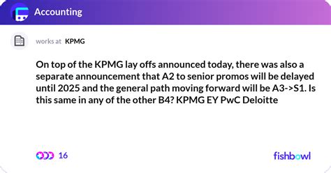 On Top Of The Kpmg Lay Offs Announced Today There Fishbowl