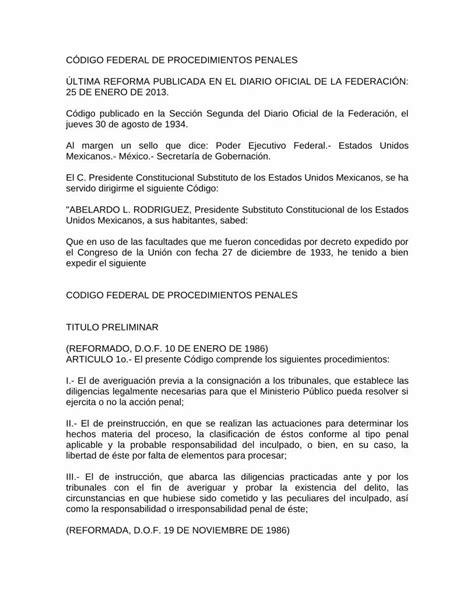 PDF CÓDIGO FEDERAL DE PROCEDIMIENTOS PENALES ÚLTIMA tsjzac gob mx