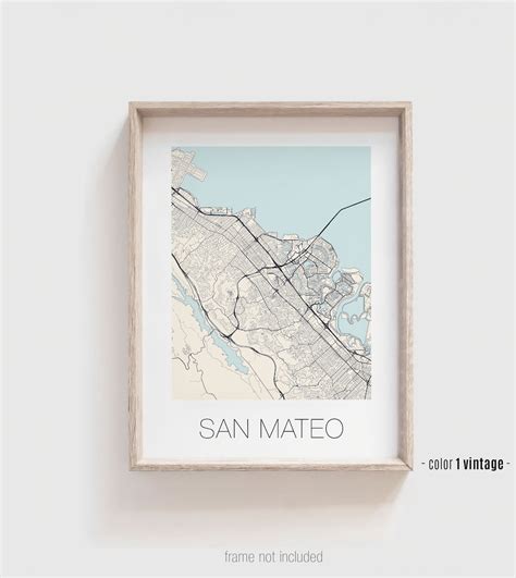 SAN MATEO CA City Map Poster, San Mateo California Street Map Print ...