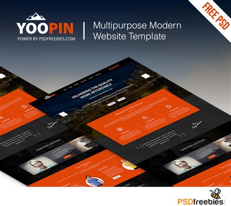 YooPin Multipurpose Modern Website Template Free PSD | PSDFreebies.com