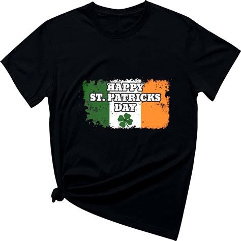 St Patricks Day Shirt For Women Causal Short Sleeve Irish Shamrock