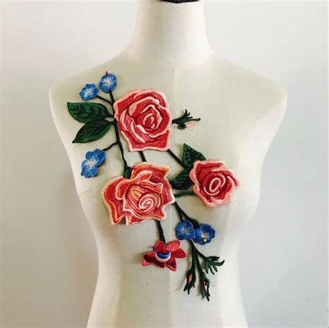 36 5 18 5cm New Rose Blossom Flower Applique Clothing Embroidery Patch