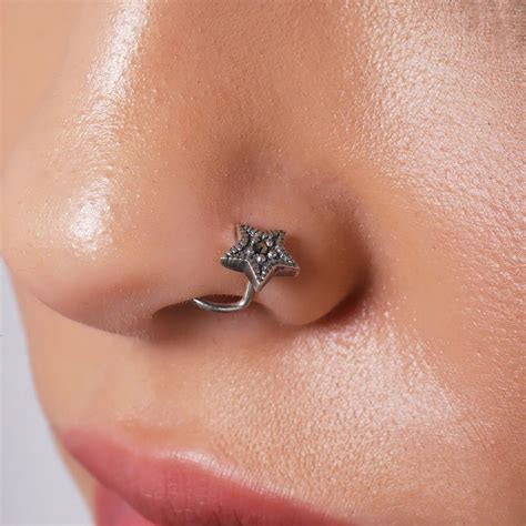 Giva 925 Oxidised Silver Star Nose Pin For Women And Girls Buy Giva