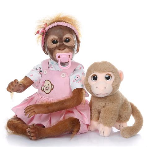 New Style 21 Inch Baby Doll Toy Monkey Cloth Body Silicone 52cm Soft ...