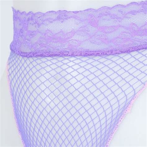YIZYIF Femme Slip Transaprent Sexy String Résille Culotte Dentelle Bikini Taille Basse Violet