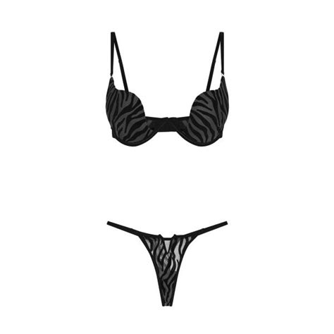 Lingerie Set With Velvet Details In Black 17 99 Celestino