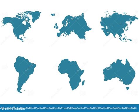 Illustration Vectorielle Des Continents Carte Du Monde Divis E En Six