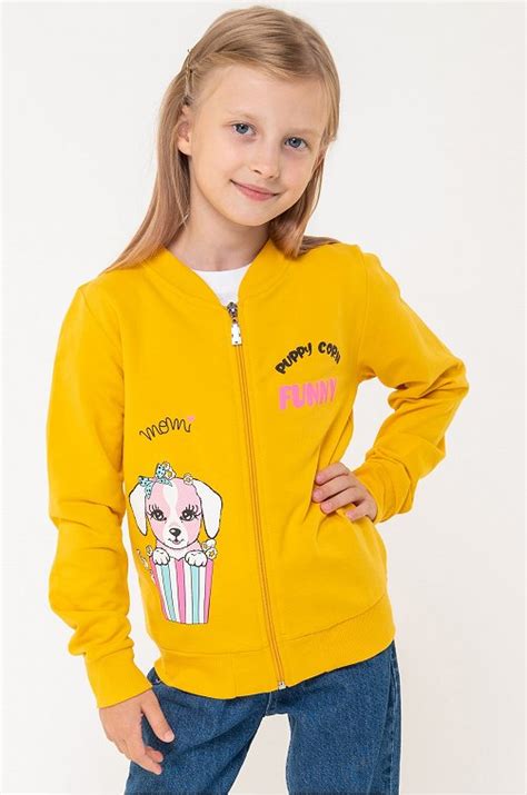 Бомбер для девочки из футера Bonito 6677384 желтый купить оптом в ...