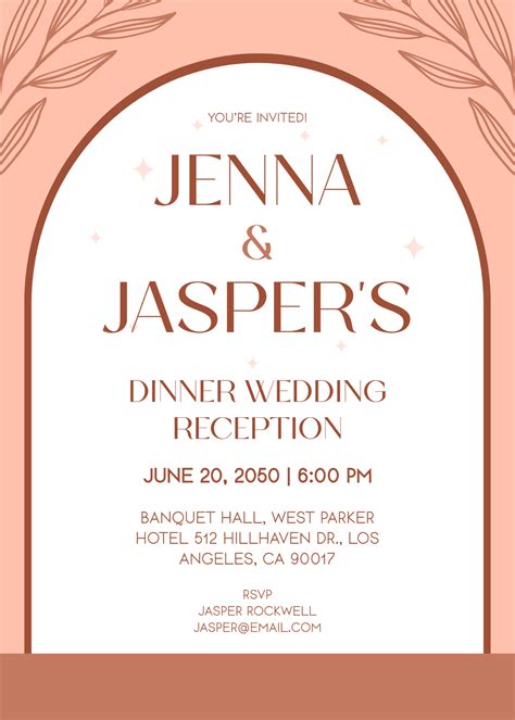 Free Wedding Reception Invitation Templates, Editable and Printable