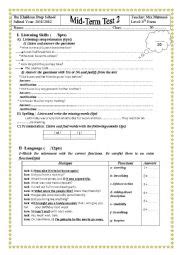 Mid Term Test Th Form Esl Worksheet By Saaidiyasmine