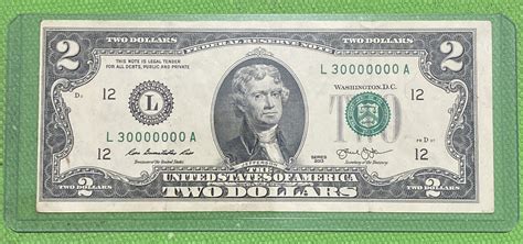 Error Misalgned And Off Center 2013 2 Dollar Bill Super Rare Binary L30000000a！ Ebay