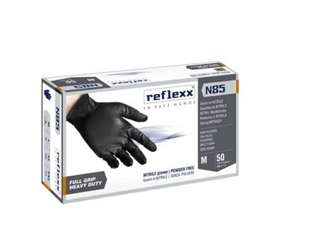 Guanti In Nitrile Nero Reflexx N Senza Polvere Full Grip Da Pezzi