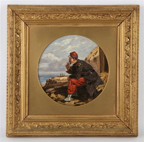 Horace Vernet Depicting An Officer Smoking A Pipe In A Coastal