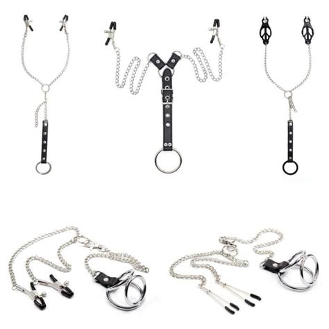 Accessoires Sexuels Bdsm Cha Ne De Bondage Pinces Mamelon Avec