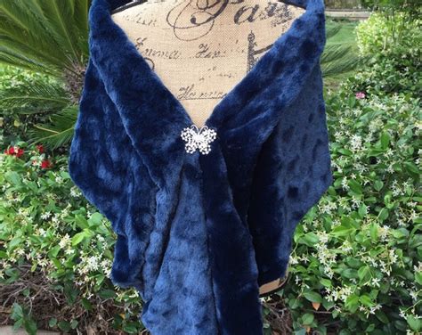 Navy Faux Fur Wrap Wedding Stole Date Night Shawl Vegan Etsy