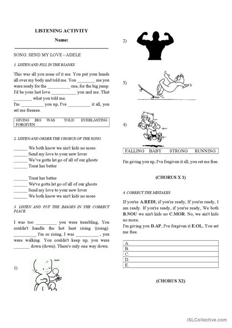 Send My Love By Adele Song And Nurs English Esl Worksheets Pdf And Doc