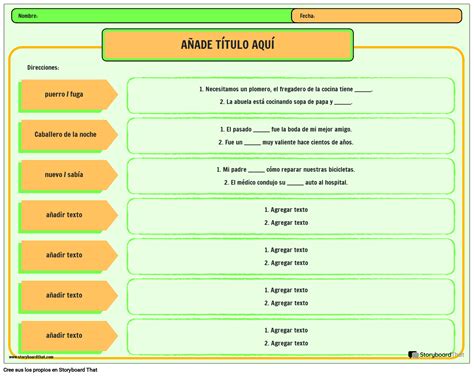 Hoja De Trabajo De Hom Nimos Imprimible Storyboard