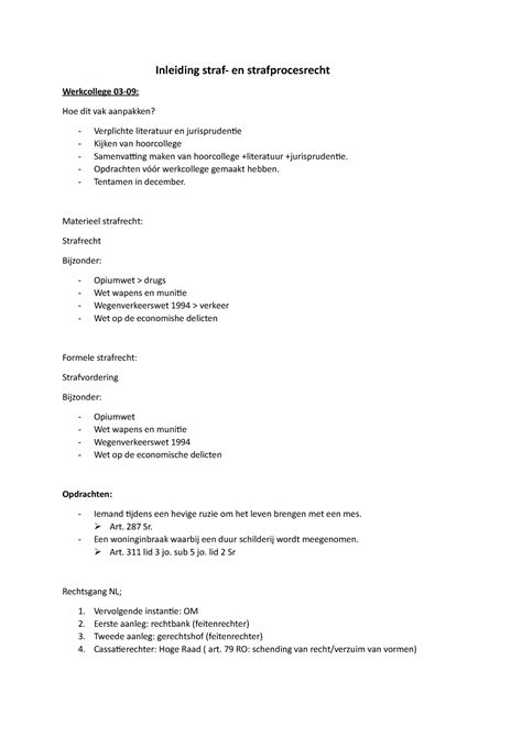 Inleiding Straf En Strafprocesrecht WC Inleiding Straf En