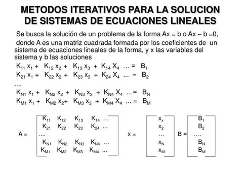 Ppt Metodos Iterativos Para La Solucion De Sistemas De Ecuaciones