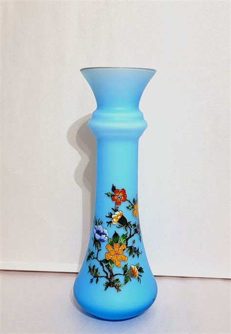 10 Blue Cased Glass Bud Vase Flowers Italy Etsy