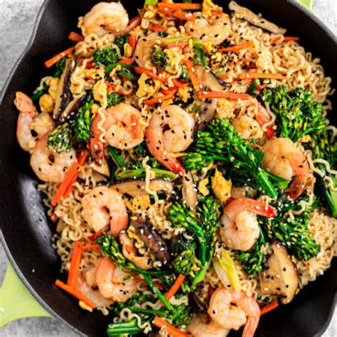 Sesame Shrimp Stir Fry With Ramen Noodles Killing Thyme