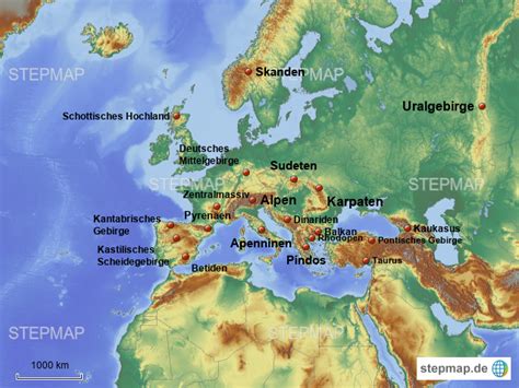 Stepmap Gebirge Europa Landkarte Für Europa