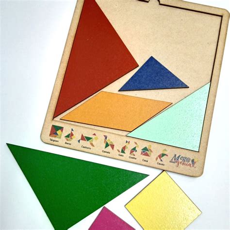 Tangram Jogo Madeira Brinquedo Educativo Escolar Pedagógico