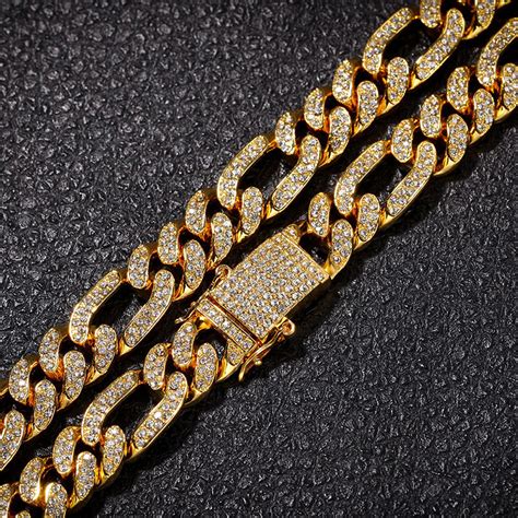 13mm Iced Figaro Cuban Link Chain Helloice