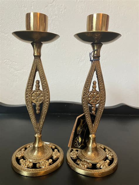 Vintage Brass Candlesticks Made In Israel Etsy