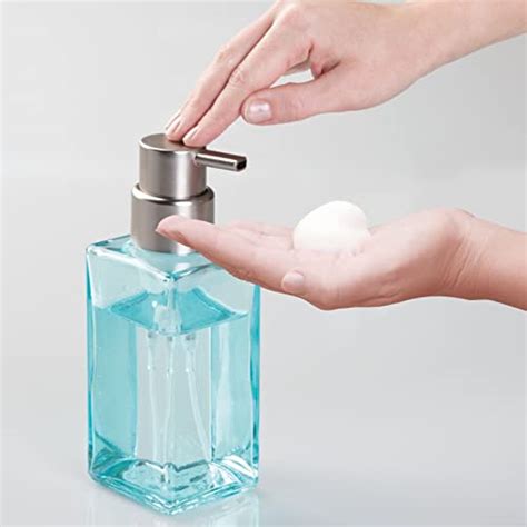 Mdesign Glass Refillable Foaming Hand Soap Dispenser Modern Square Pump