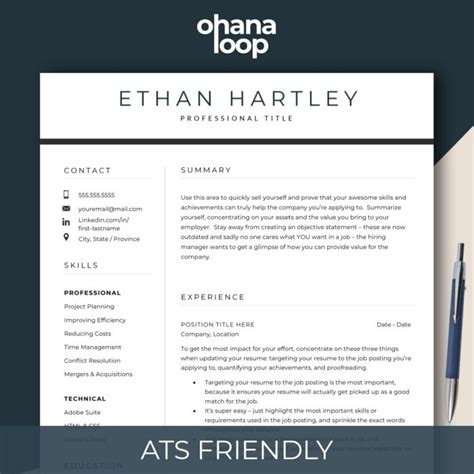 ATS Friendly Resume Template 1 2 3 Page Resume Ohanaloop