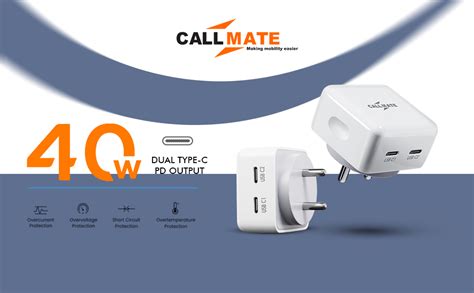 Callmate W Pd Fast Wall Charger Dual Usb C Port Compact Power