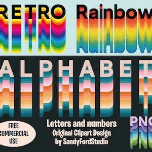 Retro Rainbow Alphabet Gay Pride Png Letters Retro Rainbow Font Retro Alphabet Pastel