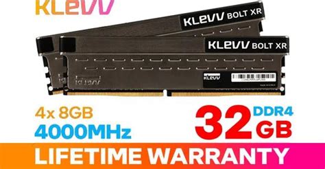 KLEVV BOLT XR 32GB 4000MHz DDR4 Gaming OC Memory Performance Driven