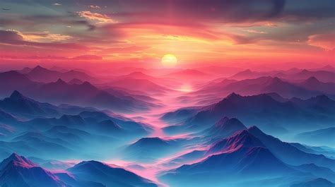 Premium Photo Majestic Sunset Over Mountain Range