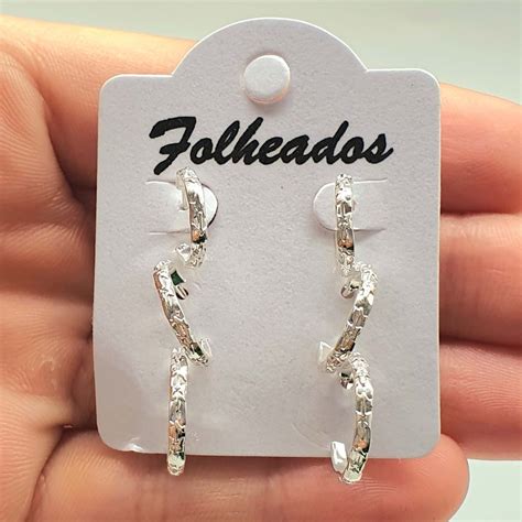 Kit De Mini Argolas Folheadas A Prata Texturizadas Ch Rie Bijoux