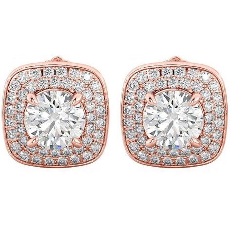 Vintage Rose Gold Sterling Silver Cubic Zirconia Halo Earrings