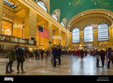 The Main Concourse Interior Of Grand Central Terminal With Crowds Of