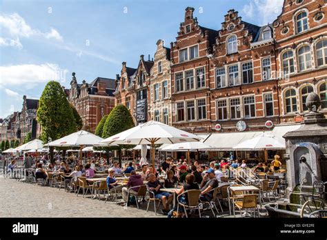 Leuven Belgium Province Flemish Brabant Oude Markt Square With Many