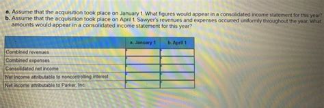 Solved Parker Inc Acquires 70 Percent Of Sawyer Company Chegg