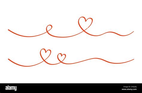 Heart And Love Swirl Divider Hand Drawn Sketch Doodle Style Line