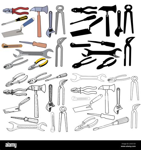 Vector Sobre Fondo Blanco Conjunto De Herramientas De Construcción De