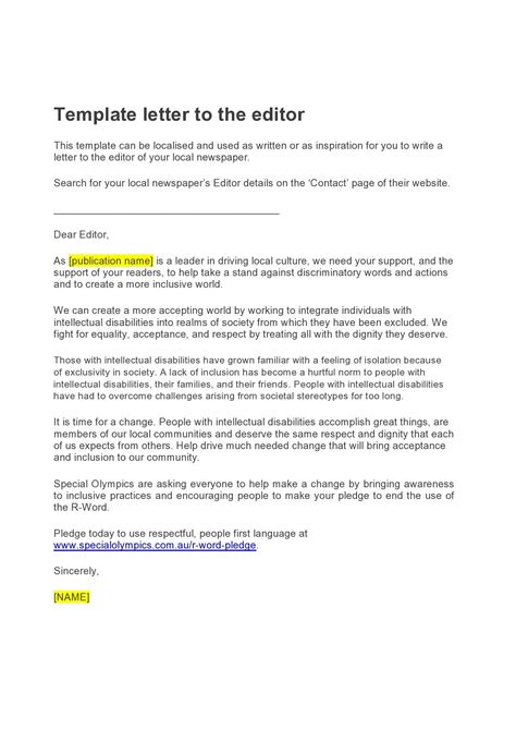 30 Professional Letter To The Editor Templates - TemplateArchive