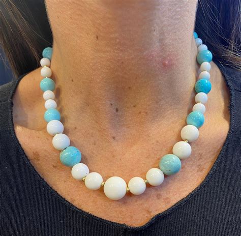 White Coral And Turquoise Bead Necklace For Sale At Stdibs