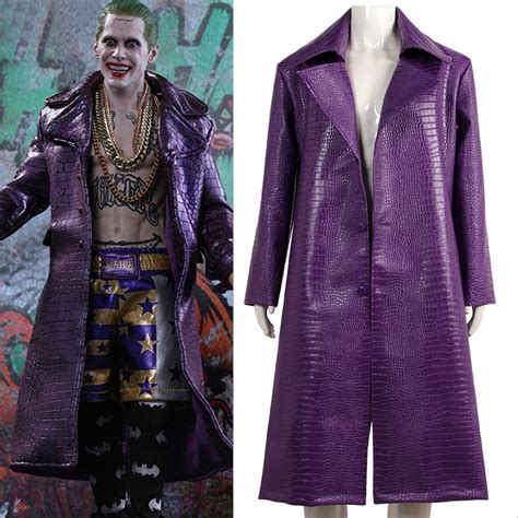 Jared Leto Joker Purple Jacket Suicide Squad Purple Long Cosplay Coat