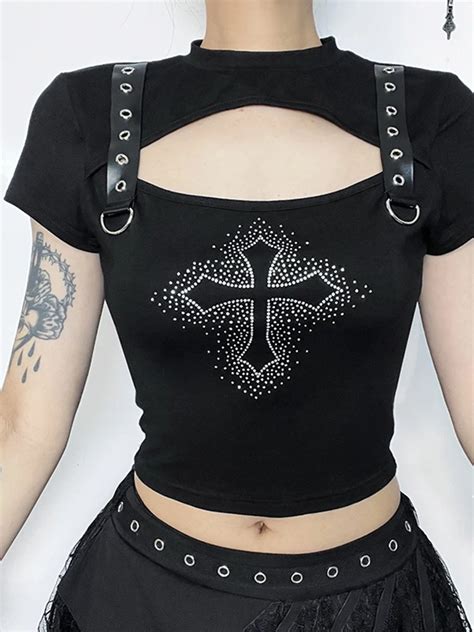 T Shirt Gothique Croix Femme Satan Shop