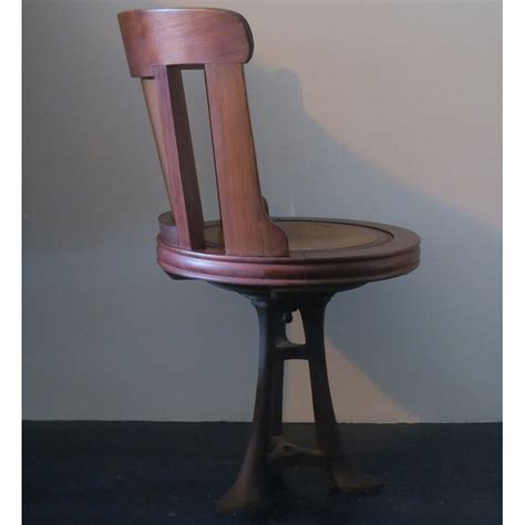 Vintage Nautical Teak And Leather Swivel Chair On Iron Base