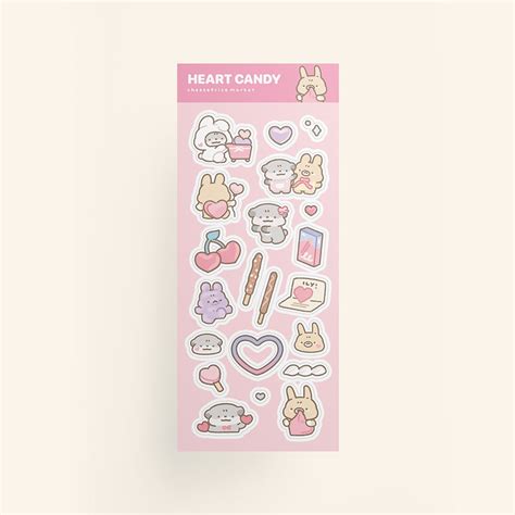 HEART CANDY STICKER SHEET | CHEESEFRICE MARKET