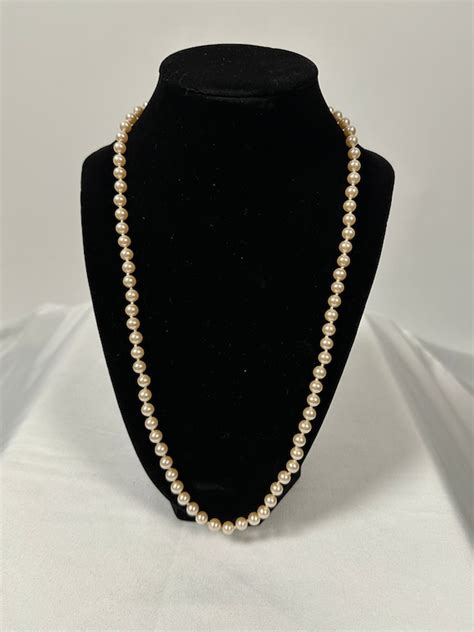 Signed Monet Faux Pearl Necklace Gem